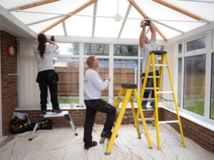 installation team working on conservatory roof